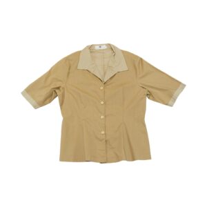 Dámská béžová košile značky Pierre Balmain s krátkým rukávem.. Pierre Balmain Beige Shirt