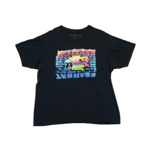 Pánské černé tričko značky Pink Dolphin s krátkým rukávem a potiskem na přední straně.. Pink Dolphin Black T-Shirt