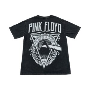 Pánské černé washed tričko značky BKK s krátkým rukávem a potiskem Pink Floyd z obou stran.. Pink Floyd Black T-Shirt