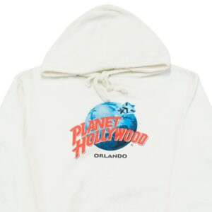 Pánská bílá mikina s kapucí značky Planet Holywood s potiskem na přední straně.. Planet Hollywood Orlando Hoodie