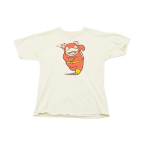 Pánské béžové tričko s krátkým rukávem a potiskem Slowpoke Flash Pokemon na přední straně.. Pokemon Slowpoke Flash White T-Shirt