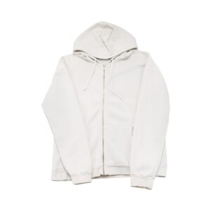 Pánská bílá krémová mikina s kapucí značky Pretrylittlething na zip.. Pretty Little Thing Beige Zip Hoodie