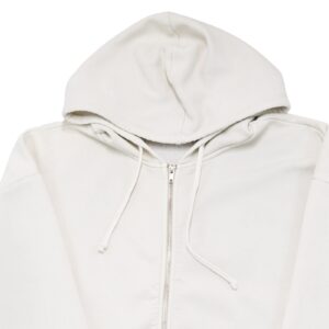 Pánská bílá krémová mikina s kapucí značky Pretrylittlething na zip.. Pretty Little Thing Beige Zip Hoodie