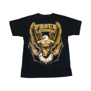 Pánské černé motorkářské tričko značky Mr. Big Outfitters s krátkým rukávem a potiskem z obou stran. Proud Riders Black T-Shirt 1