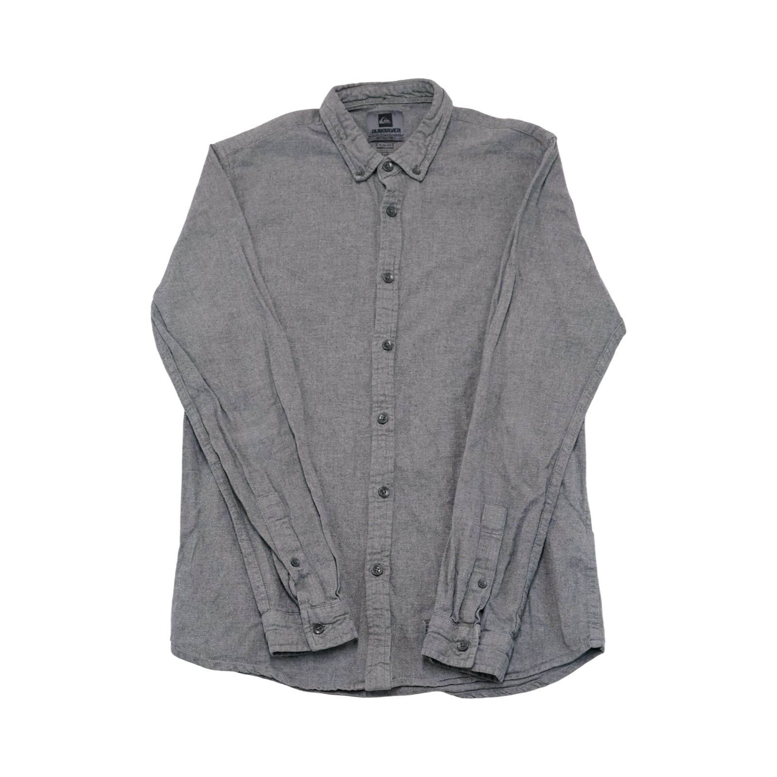 Pánská šedá košile značky Quiksilver s nášivkou loga na přední straně.. Quiksilver Grey Shirt