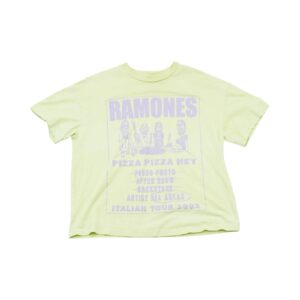 Pánské zelené tričko značky H&M s krátkým rukávem a potiskem kapely Ramones na přední straně.Ramones Light Green T-Shirt