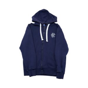 Pánská tmavě modrá mikina s kapucí s nášivkou loga fotbalového týmu Rangers Glasgow FC.. Rangers Glasgow Dark Blue Hoodie