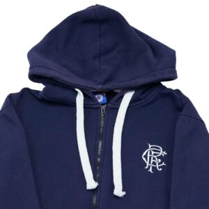 Pánská tmavě modrá mikina s kapucí s nášivkou loga fotbalového týmu Rangers Glasgow FC.. Rangers Glasgow Dark Blue Hoodie