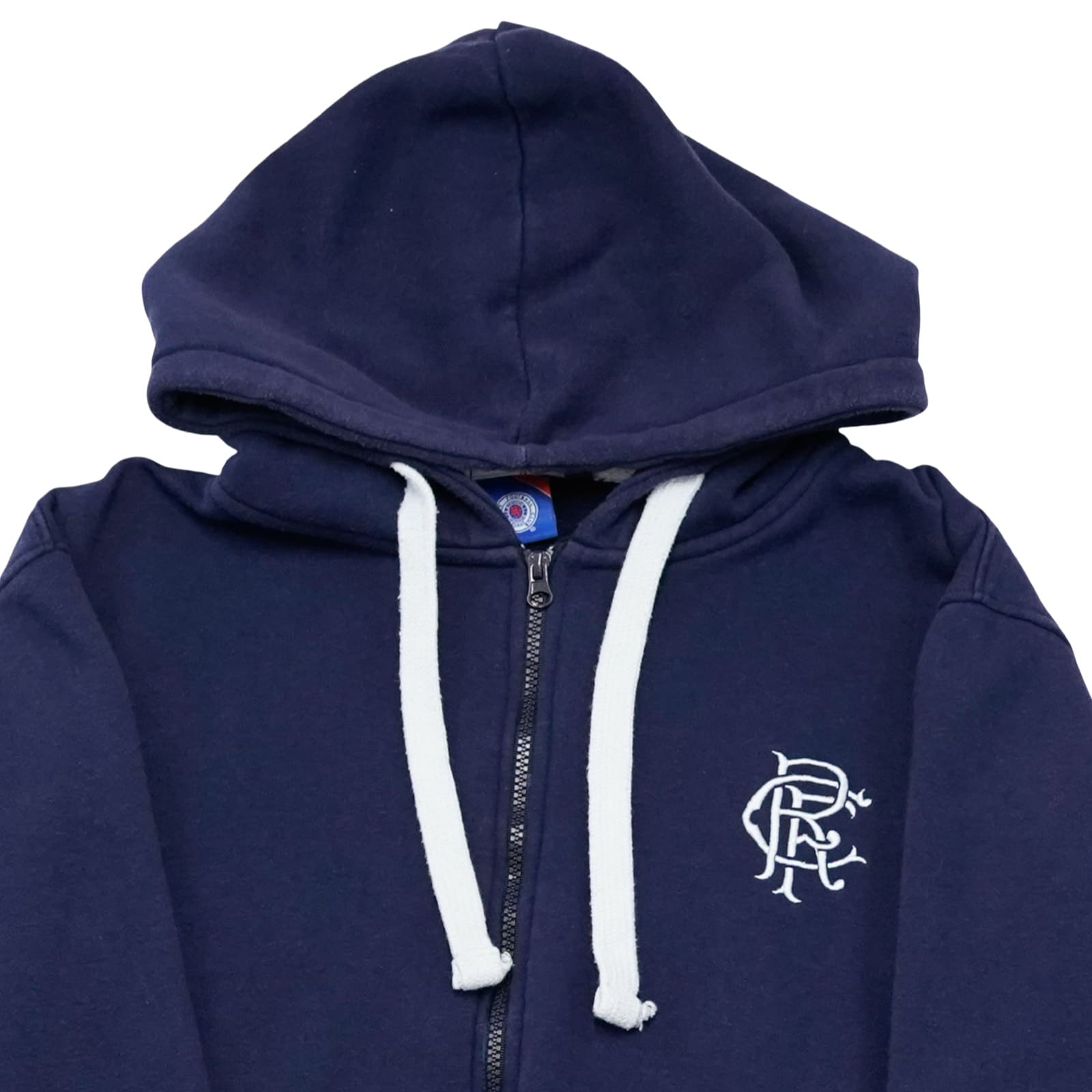 Pánská tmavě modrá mikina s kapucí s nášivkou loga fotbalového týmu Rangers Glasgow FC.. Rangers Glasgow Dark Blue Hoodie