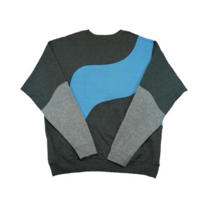 Pánský šedo modrý vintage reworked crewneck značky Reebok s nášivkou loga na přední straně Grey Blue Crewneck