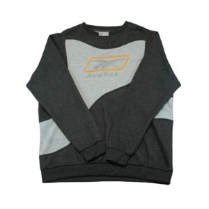 Pánský šedý vintage reworked crewneck značky Reebok s nášivkou loga na přední straně Grey Vintage Crewneck
