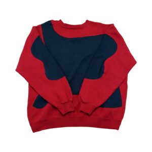 Pánský červeno modrý vintage reworked crewneck značky Reebok s nášivkou loga na přední straně Red Dark Blue Crewneck