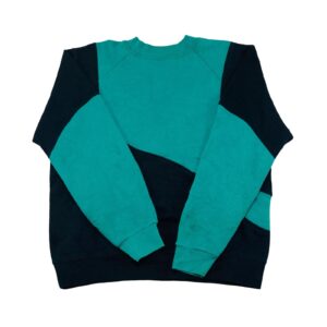 Pánský zeleno modrý vintage reworked crewneck značky Reebok s nášivkou loga na přední straně Green Dark Blue Vintage Crewneck
