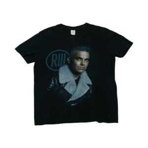 Pánské černé vintage tričko s krátkým rukávem a potiskem Robbie Williams na přední straně Black Vintage T-Shirt