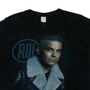 Pánské černé vintage tričko s krátkým rukávem a potiskem Robbie Williams na přední straně Black Vintage T-Shirt