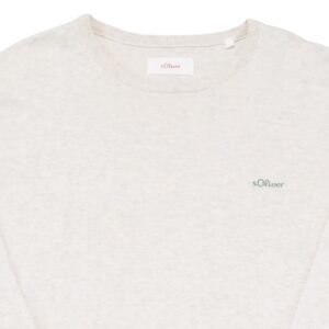 Pánský světle béžový svetr značky s. Oliver s nášivkou na přední straně.. S.Oliver Beige Sweater