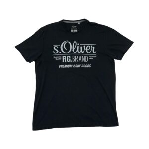 Pánské černé tričko značky S.Oliver s krátkým rukávem a potiskem na přední straně Black T-Shirt