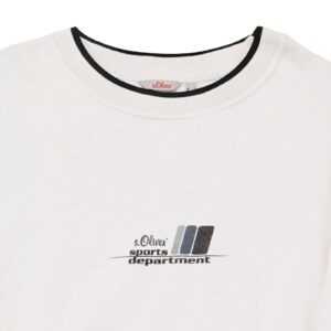 Pánský bílý vintage crewneck značky s. Oliver s nášivkou na přední straně.. S.Oliver Sports Department Vintage Crewneck