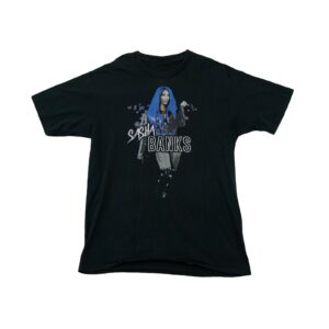 Pánské černé vintage tričko s krátkým rukávem a potiskem Sasha Banks na přední straně Black Vintage T-Shirt