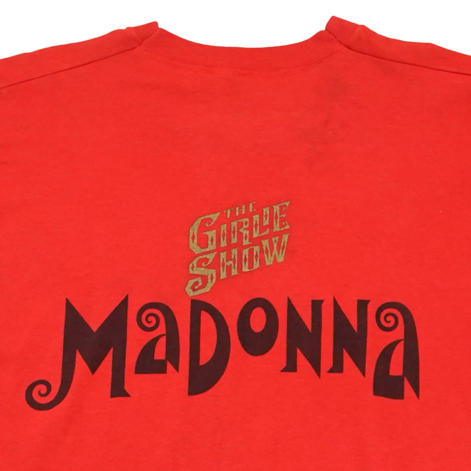 Pánské červené vintage tričko značky Screen Stars s krátkým rukávem a potiskem Madonna The Girlie Show z roku 1993. Screen Stars Madonna Red Vintage T-Shirt (1993)