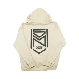 Pánská béžová mikina s kapucí značky Sidemen s potiskem z obou stran.. Sidemen Beige Hoodie