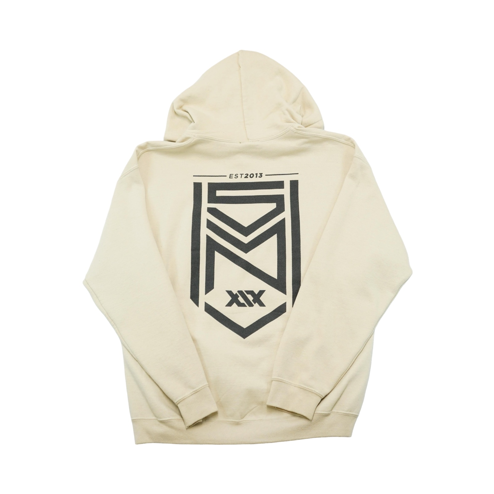 Pánská béžová mikina s kapucí značky Sidemen s potiskem z obou stran.. Sidemen Beige Hoodie