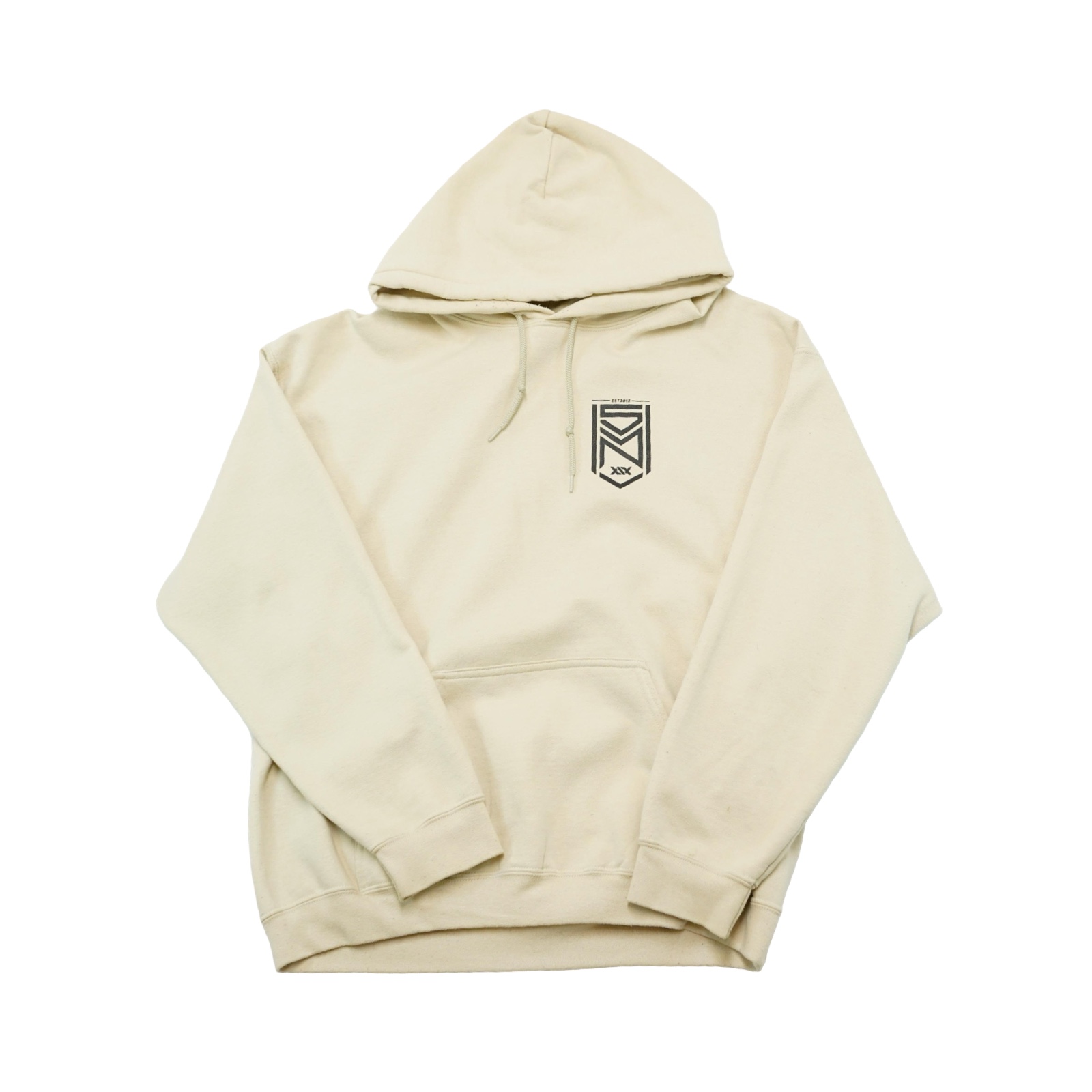 Pánská béžová mikina s kapucí značky Sidemen s potiskem z obou stran.. Sidemen Beige Hoodie