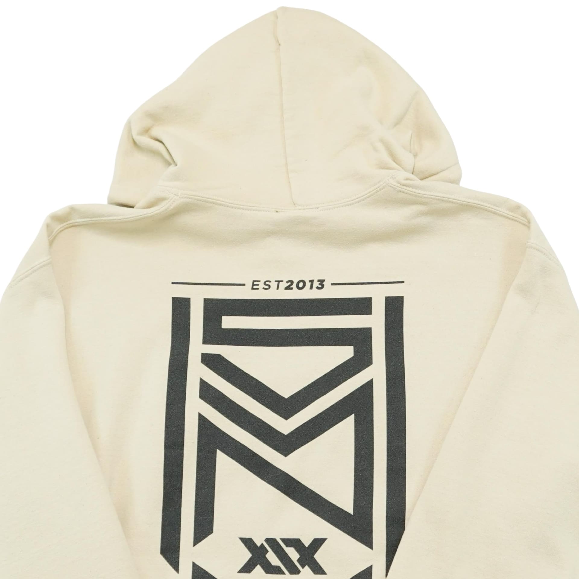 Pánská béžová mikina s kapucí značky Sidemen s potiskem z obou stran.. Sidemen Beige Hoodie