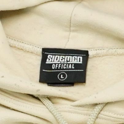 Pánská béžová mikina s kapucí značky Sidemen s potiskem z obou stran.. Sidemen Beige Hoodie