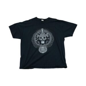 Pánské černé tričko značky Gildan s krátkým rukávem a potiskem kostlivce na přední straně.. Skull Guitar Black T-Shirt.