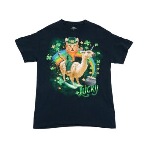 Pánské černé tričko s krátkým rukávem a potiskem St. Patrick's Day na přední straně.. St. Patricks Day Lucky T-Shirt