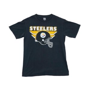 Pánské černé tričko značky Junk Food s krátkým rukávem a potiskem amerického fotbalového NFL týmu Pittsburgh Steelers 2013 z  obou stran.. Steelers Black T-Shirt
