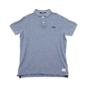 Pánské modré polo tričko značky SuperDry s krátkým rukávem a nášivkou loga.. Superdry Blue Polo Shirt Pánské modré polo tričko značky SuperDry s krátkým rukávem a nášivkou loga.. Superdry Blue Polo Shirt