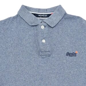 Pánské modré polo tričko značky SuperDry s krátkým rukávem a nášivkou loga.. Superdry Blue Polo Shirt