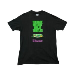 Pánské černé vintage tričko značky Hanes s krátkým rukávem a potiskem Ninja Turtles Teenage Mutant na přední straně Black Vintage Single Stitch T-Shirt