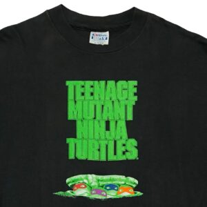 Pánské černé vintage tričko značky Hanes s krátkým rukávem a potiskem Ninja Turtles Teenage Mutant na přední straně Black Vintage Single Stitch T-Shirt