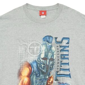 Pánské šedé melírované vintage tričko s krátkým rukávem a potiskem amerického NFL týmu Tennessee Titans.. Tennessee Titans Grey T-Shirt