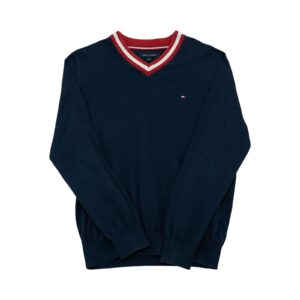 Pánský tmavě modrý svetr značky Tommy Hilfiger.. Tommy Hilfiger Dark Blue Sweater.