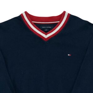 Pánský tmavě modrý svetr značky Tommy Hilfiger.. Tommy Hilfiger Dark Blue Sweater.