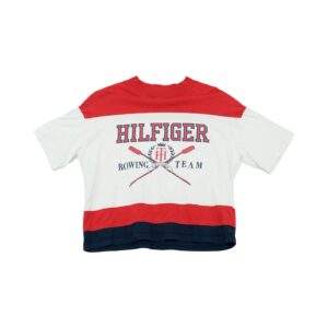 Dámské červeno bílé oversized tričko značky Tommy Hilfiger s krátkým rukávem.. Tommy Hilfiger Rowing Team White T-Shirt