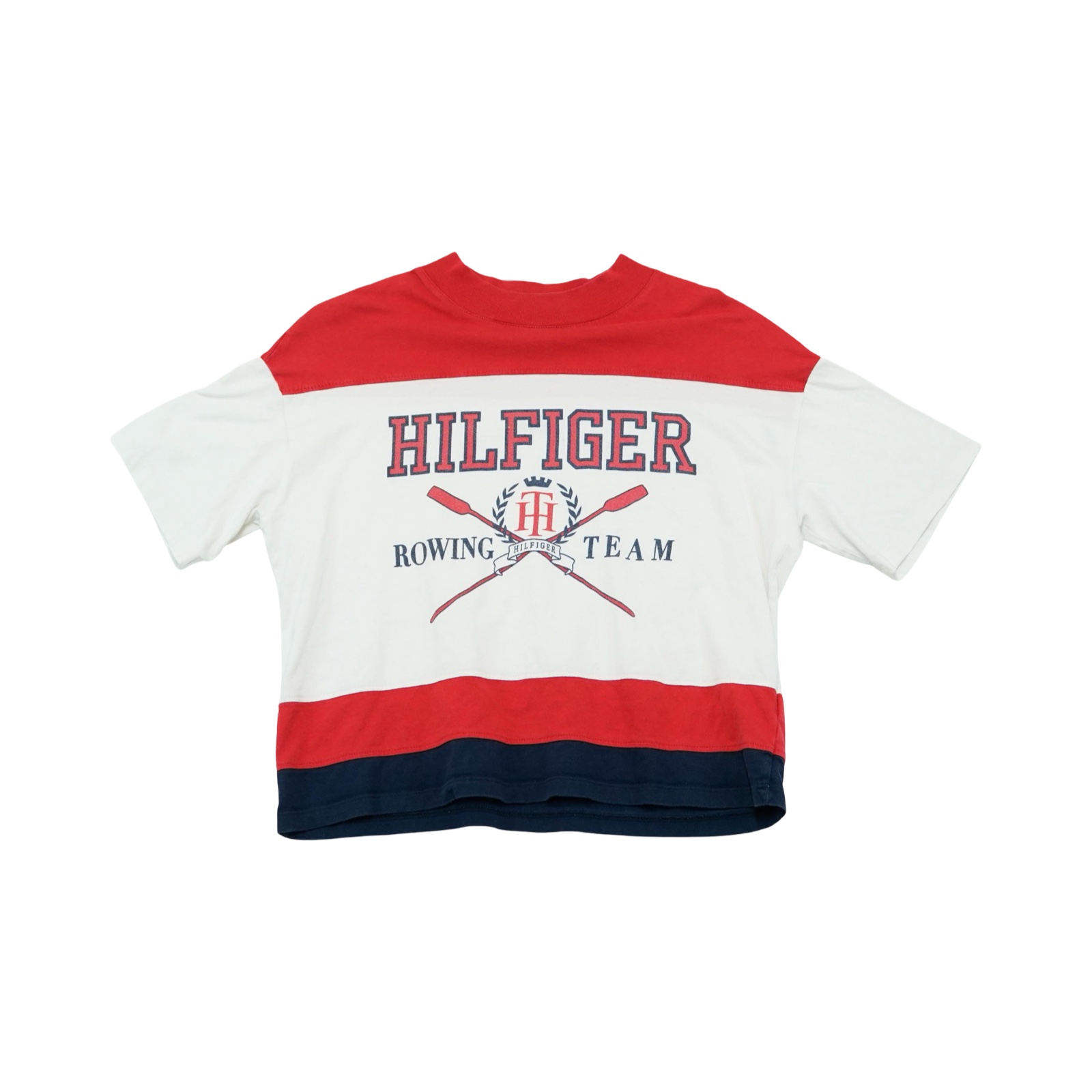 Dámské červeno bílé oversized tričko značky Tommy Hilfiger s krátkým rukávem.. Tommy Hilfiger Rowing Team White T-Shirt