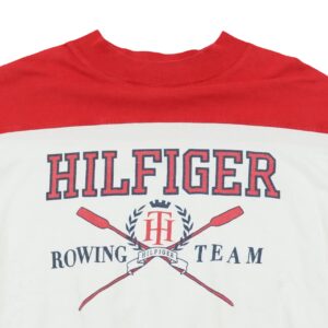 Dámské červeno bílé oversized tričko značky Tommy Hilfiger s krátkým rukávem.. Tommy Hilfiger Rowing Team White T-Shirt