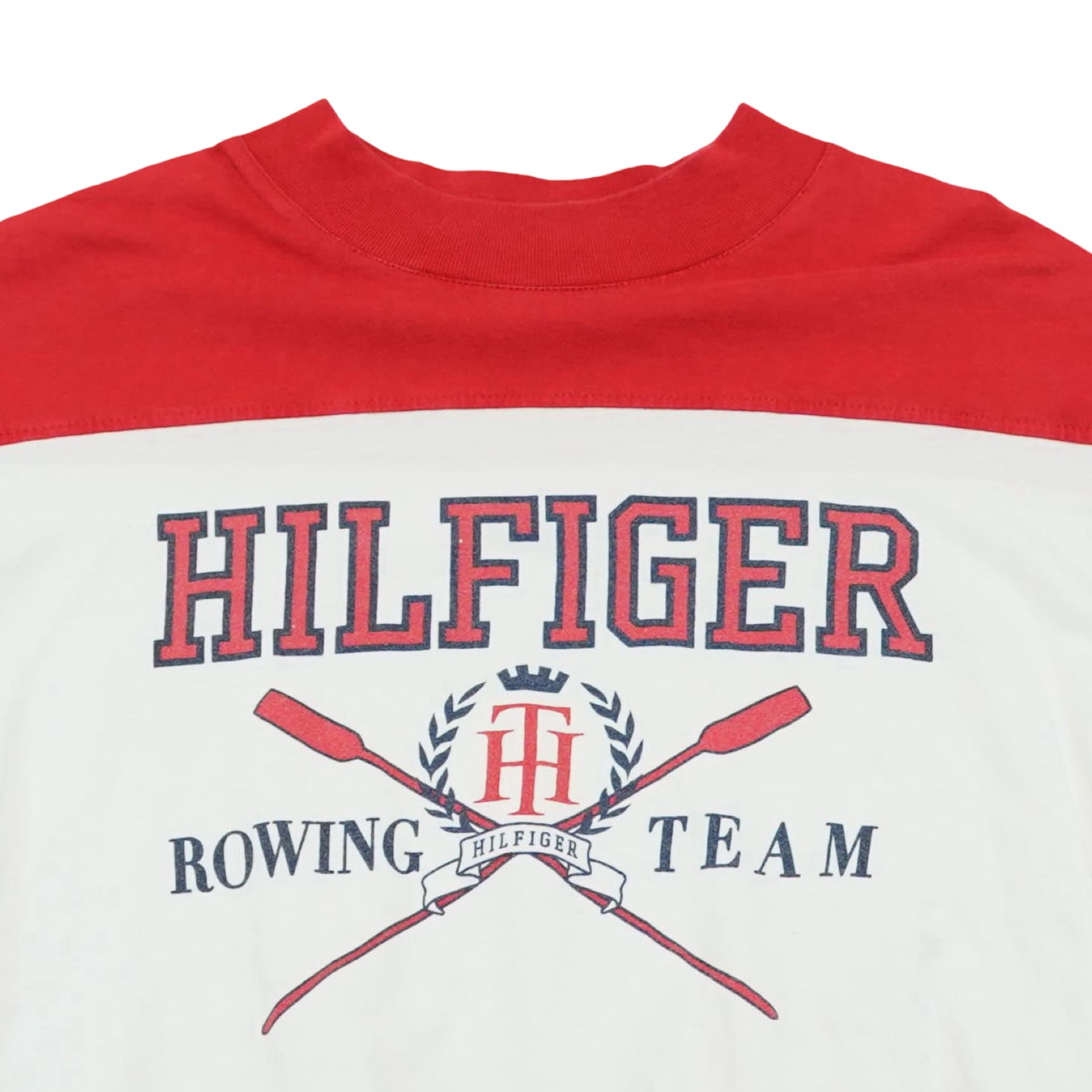 Dámské červeno bílé oversized tričko značky Tommy Hilfiger s krátkým rukávem.. Tommy Hilfiger Rowing Team White T-Shirt