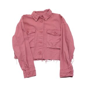 Dámská růžová crop top džínová bunda značky Topshop Pink Denim Jacket