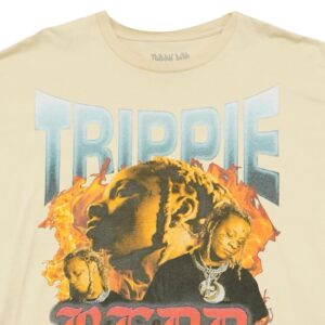 Pánské béžové vintage tričko s krátkým rukávem a potiskem Trippie Redd na přední straně Beige T-Shirt