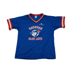 Pánský modrý vintage dres s krátkým rukávem a motivem kanadského baseballového týmu Vaughan Blue Jays Blue Vintage Baseball Jersey Pánský modrý vintage dres s krátkým rukávem a motivem kanadského baseballového týmu Vaughan Blue Jays Blue Vintage Baseball Jersey