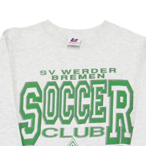 Pánský šedý vintage crewneck značky Universal Athletics s motivem německého fotbalového týmu Werder Bremen Grey Vintage Crewneck