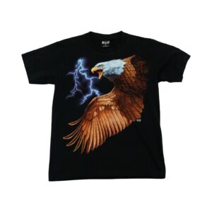 Pánské černé vintage tričko značky Wild s krátkým rukávem a potiskem orla z obou stran Eagle Black Vintage T-Shirt