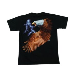 Pánské černé vintage tričko značky Wild s krátkým rukávem a potiskem orla z obou stran Eagle Black Vintage T-Shirt