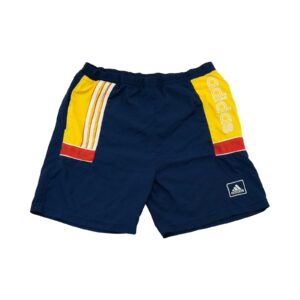 Pánské tmavě modré vintage kraťasy značky Adidas s nášivkou na přední straně Dark Blue Vintage Shorts